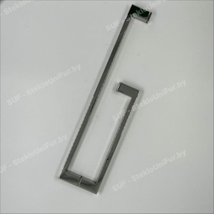Ручка-скоба двухстороняя для стеклянной двери 25х13х175х375. Нержавеющая сталь AISI 304, PSS. Цвет Хром